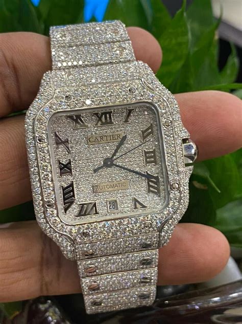 cartier iced out watch|iced out cartier watch men.